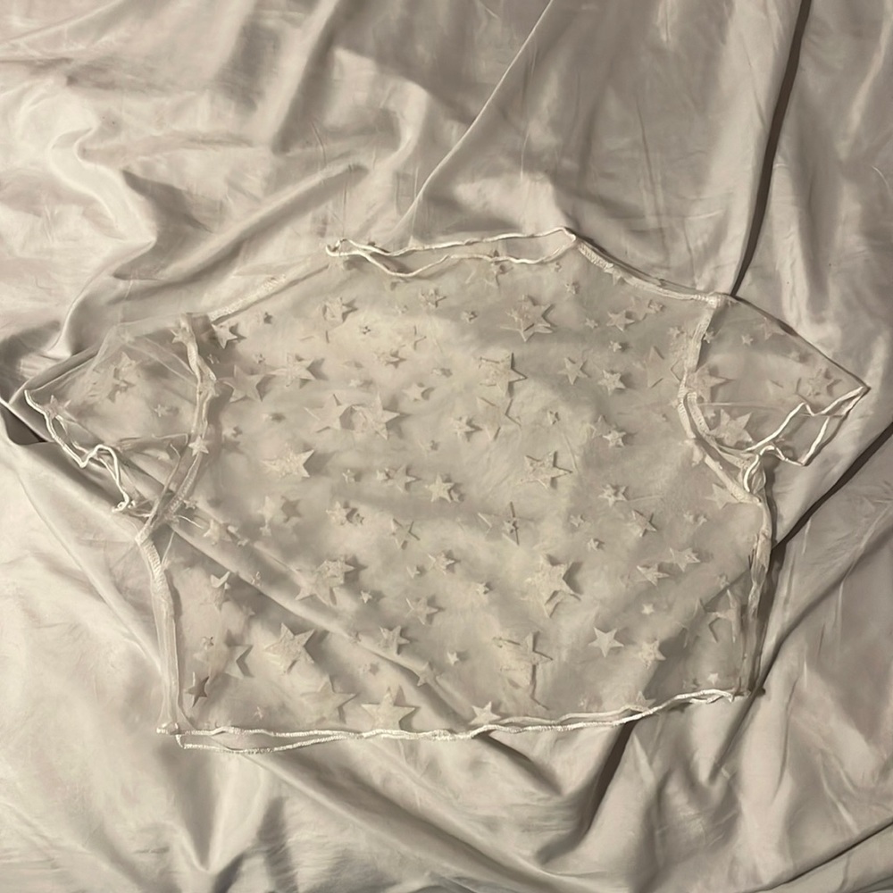 Shein star see through crop top Size small